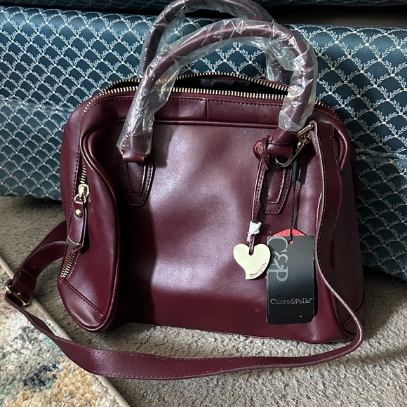 Cuore & Pelle Handbags - Cuore & Pelle Burgundy Satchel